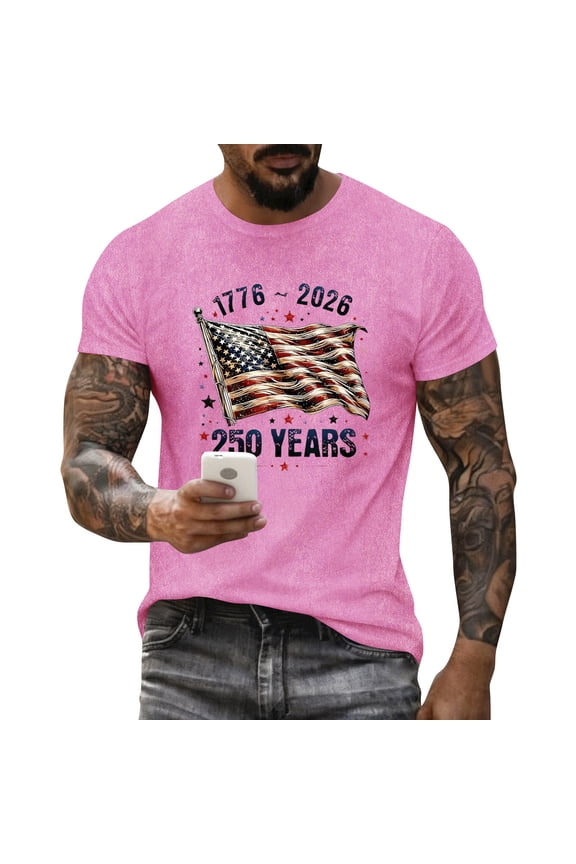USA 250th Anniversary Shirt for Men American Flag Graphic Independence Day Shirt Patriotic Tee