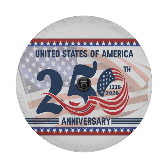 USA 250th Anniversary Spare Tire Cover, 1776–2026 Patriotic American Flag Tire Cover, United States of America Car Accessory