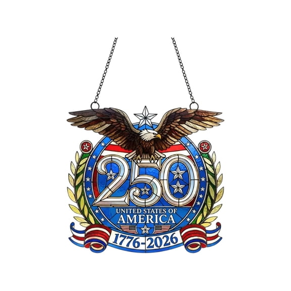 USA 250th Anniversary Suncarcher Stain Glass Acrylic American Eagle Window Hanging Decoration 4th of July Sun Catcher for Home Party Independence Day Decor