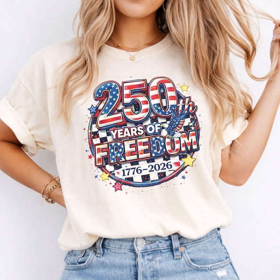 USA 250th Anniversary T-Shirt, American Freedom Tee, National Celebration Outfit, Red White and Blue Tshirt,White Color,Size M