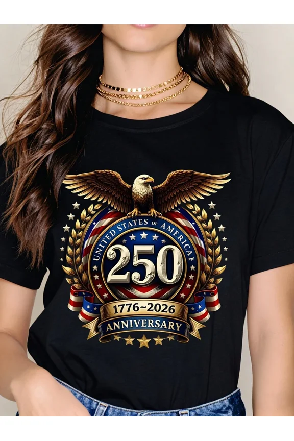 USA 250th Anniversary T-Shirt Patriotic American Eagle Graphic Tee 1776-2026 United States Semiquincentennial Commemorative Vintage Style Apparel
