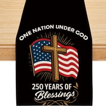 USA 250th Anniversary Table Runner, 250 Years of Blessings Cross National Flag Table Decorations Party Dining Home Decor, 13x72 inch, Polyester