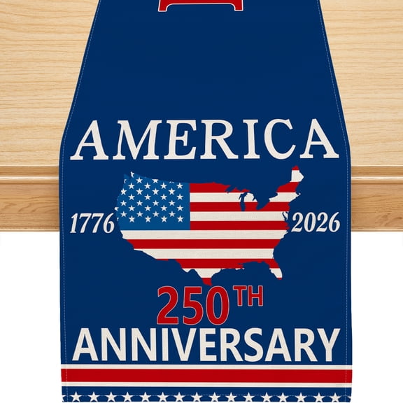 USA 250th Anniversary Table Runner, America Map 1776 2026 Table Decorations Party Dining Home Decor, 13x72 inch, Polyester