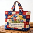 thumbnail image 1 of USA 250th Anniversary Tote Bag, "Blooming for 250 Years" Floral & Flag Quilted Shoulder Bag, Patriotic Reusable Tote for 1776-2026 Celebrations, 1 of 5