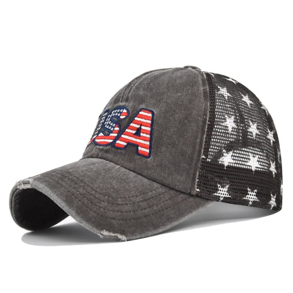 USA 250th Anniversary Trucker Hat Patriotic Distressed BaseballHat with Star Mesh Back for Independence Day America 250 Celebration Unisex