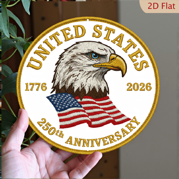 USA 250th Anniversary Wall Plaque, 1776-2026 Patriotic Eagle, 1pc, 8" Round Aluminum USA Metal Signs, For American History Celebrations, 4th of July Independence Day Decor, Patriotic Decor, 2D Flat