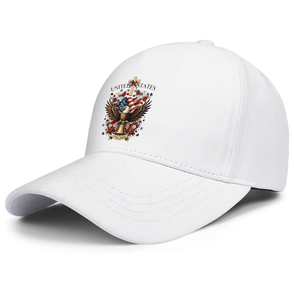 USA 250th Anniversary White Baseball Cap with Comfortable Adjustable Design and Printed Celebration Graphics