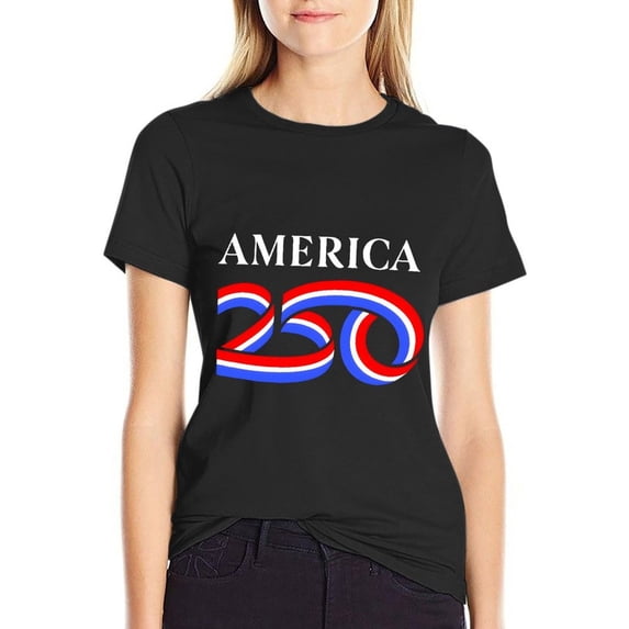 USA 250th Anniversary Women’s Short Sleeve Cotton T-Shirt HD Graphic Printed Tee Casual Crew Neck Top L