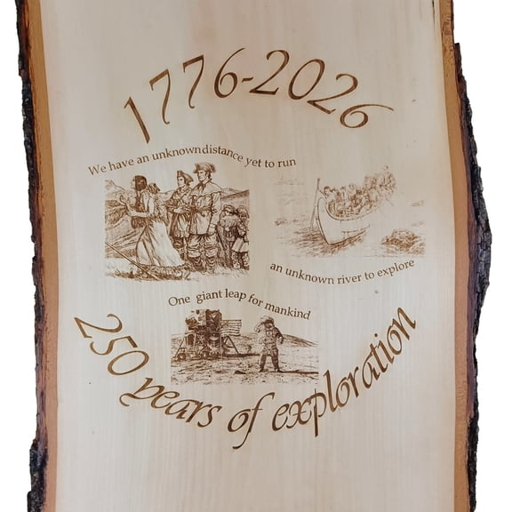USA 250th Anniversary of American Independence, Exploration Lasered on a Basswood Plank