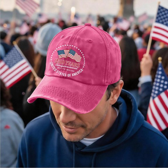 USA 250th Birthday Baseball Cap 1776-2026 250 Years Freedoms Patriotic Hat Adjustable Retro Cap for Men Women Hot Pink