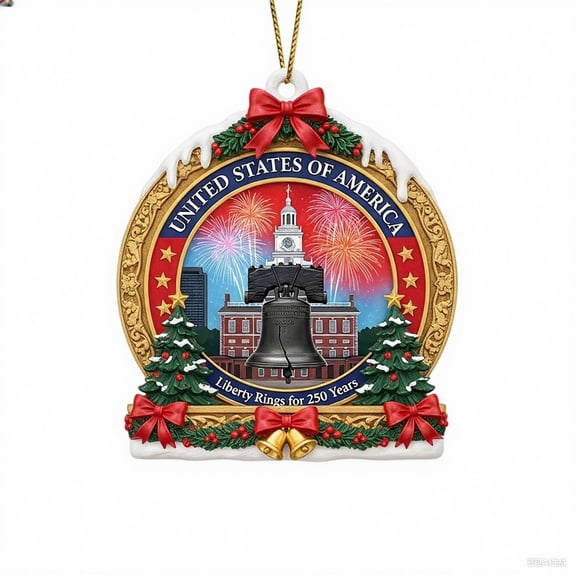 USA 250th Commemorative Ornaments Set - Patriotic Hanging Decor for Tree or Mantel, America 250 Souvenir Gift Pack for Fourth of July & Christmas