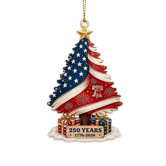 USA 250th Semiquincentennial Acrylic Christmas Tree Ornament, Patriotic Holiday Hanging Decoration for Home and Party, 1PC