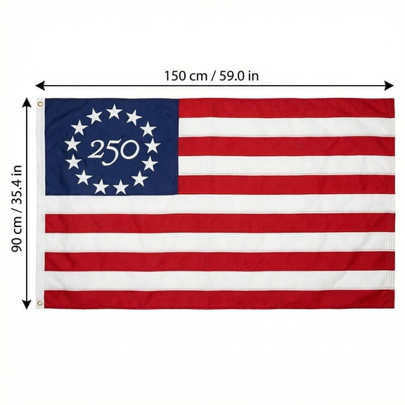 USA 250th Year Flag | 3x5 Ft Patriotic Symbol for Ceremonial and Decorative Use Red