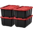 USA 27 Gallon Large Heavy Duty Storage Bins with Lids, 4 Pack Made in