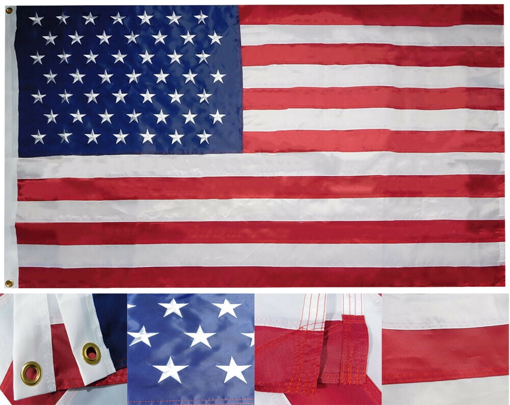 USA 49 Star Stars Linear Premium 3x5 Nylon 210D Embroidered Sewn Flag Banner