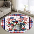 thumbnail image 1 of USA 4th of July Round Area Rug 4Ft Washable Circle Rugs for Bedroom Dining Room, Red Blue Plaid Floral Patriotic Non-Slip Carpet Floor Mats Indoor Outdoor Carpet Runner Aesthetic Home Decor, 1 of 8