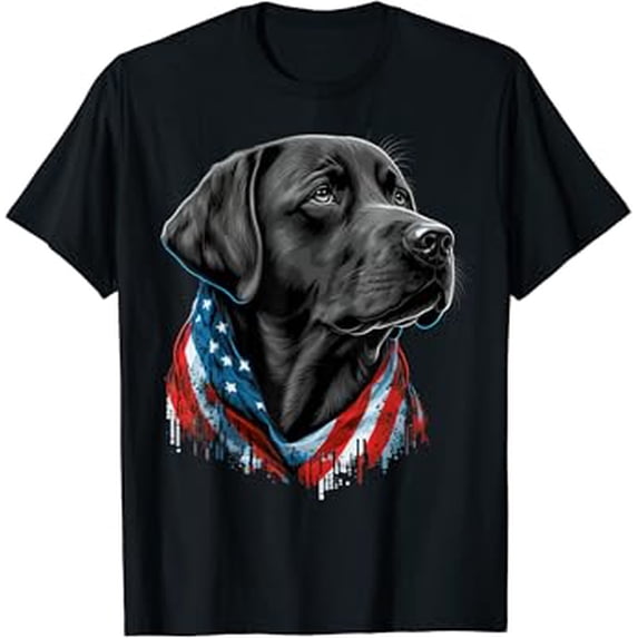 USA 4th Of July black Patriotic American Labrador Retriever T-Shirt, Unisex Cotton T-Shirt, Sizes S-5XL