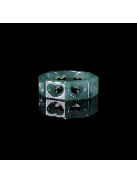 USA. 5.5 RING Icy Green Natural A JADE Jadeite Heart RING R7105.5