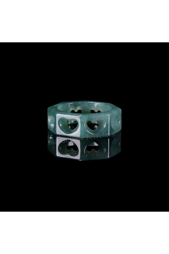 USA. 5.5 RING Icy Green Natural A JADE Jadeite Heart RING R7105.5