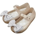 thumbnail image 1 of USA 9 Girls Princess Mary Jane Cloth Bow Jelly Shoes Flats(Gold), 1 of 5