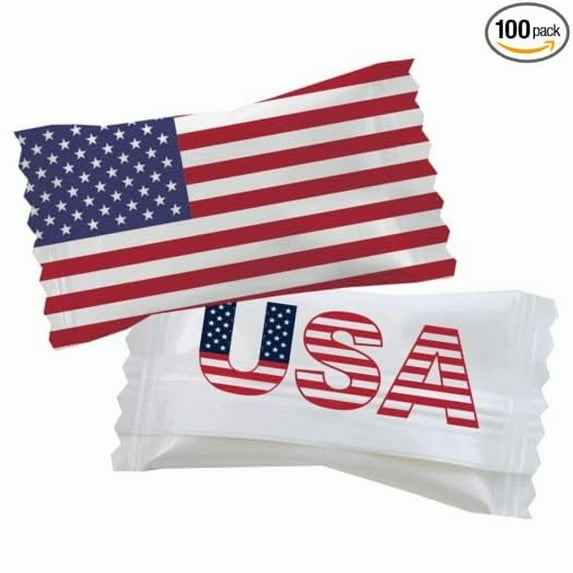 USA AMERICAN FLAG-Peppermints 100 Count Wrapped in Polka Dot Candy Wrapper - Mint Candy