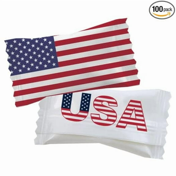 USA AMERICAN FLAG-Peppermints 100 Count Wrapped in Polka Dot Candy Wrapper - Mint Candy