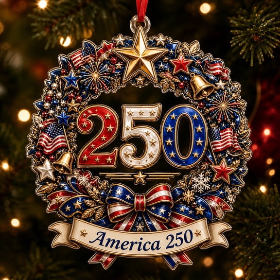 USA Acrylic Ornament 250th Anniversary Wreath Tree Hanging for American Holiday Decor