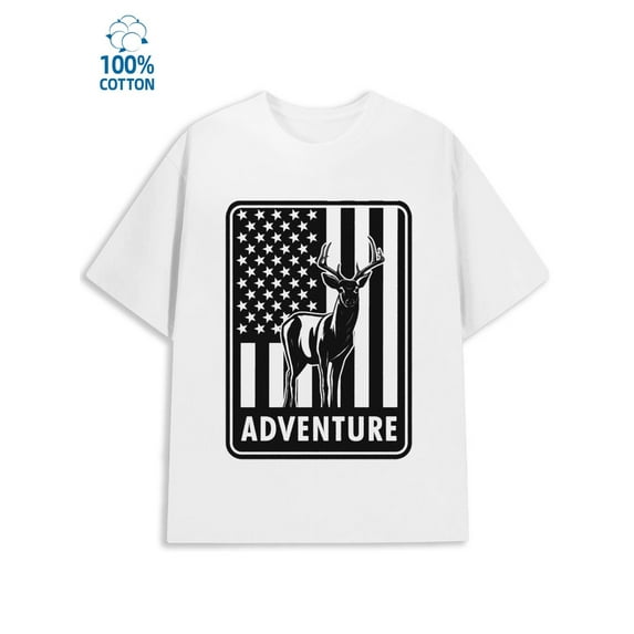 USA Adventure Tee for men flag 180G 100% Cotton white funny usa Basic Unisex Shirt Short Sleeve tshirts Trendy Unisex Shirt Crewneck tshirts Casual Unisex Shirt Cotton tshirts