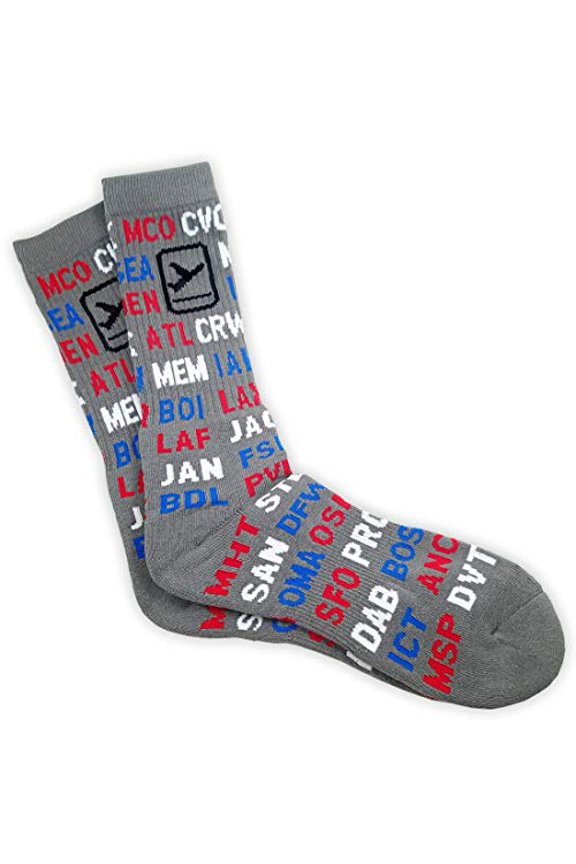 USA Airport Codes, Aviation-Themed Premium Crew Socks 1-Pair