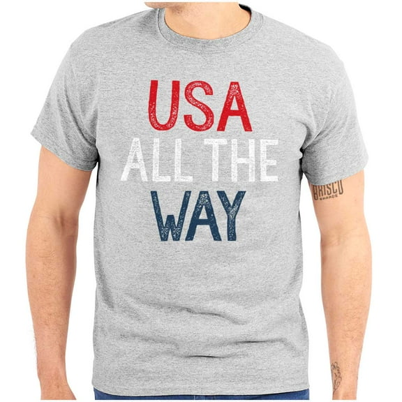 USA All the Way American Pride Plus Size Crewneck Graphic Tee Shirt Brisco Brands 3X