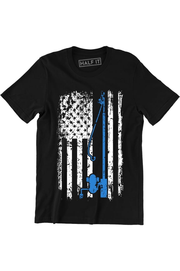 USA America Fishing Flag - Funny Fish Hunter Men's T-Shirt