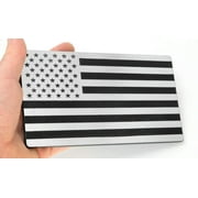 USA American 3D Metal Flag Auto Emblem for Cars Trucks 7x4, Silver/Black