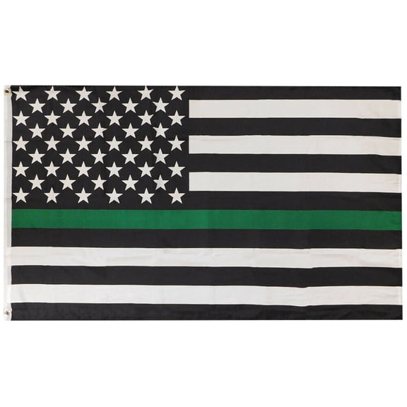 USA American 50 Star Thin Green Line 100D Woven Poly Nylon 3x5 3'x5' Flag Banner
