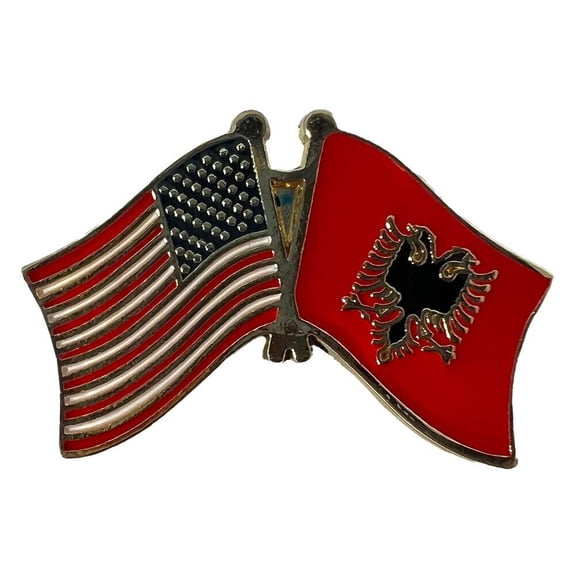 USA American Albania Country Friendship Flag Bike Motorcycle Hat Cap lapel Pin
