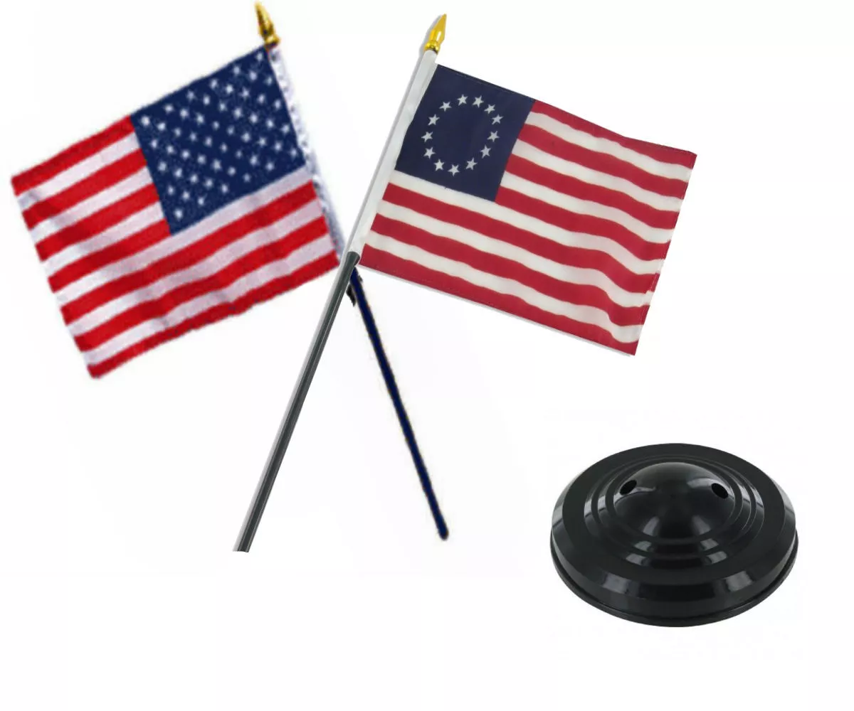 Maasai Warriors Desk Flag 4''x6'' - Small Table Flag With Black Plastic Base & Pole, Kenya Tanzania Ethnic Decoration