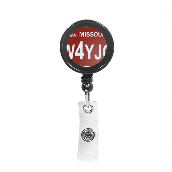 USA American Car Number Pattern Retractable Keychain Badge Holder ID Badge