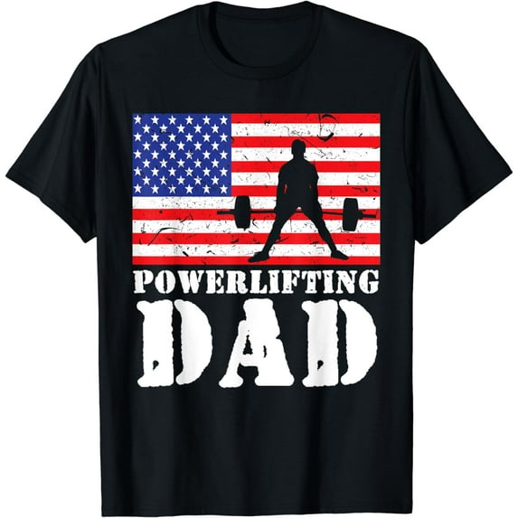 USA American Distressed Flag Powerlifting Dad Men For Him T-Shirt