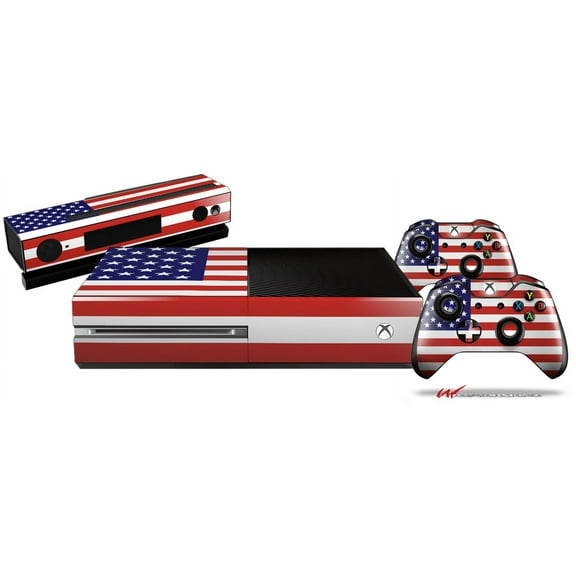 USA American Flag 01 - Skin Bundle Decal Style Skin fits XBOX One Console Original, Kinect and 2 Controllers (XBOX SYSTEM NOT INCLUDED)
