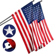 G128 Heavy Duty Sleeve Type, No Pole 2.5x4 ft, 2-Pack Embroidered American Flag 210D Polyester