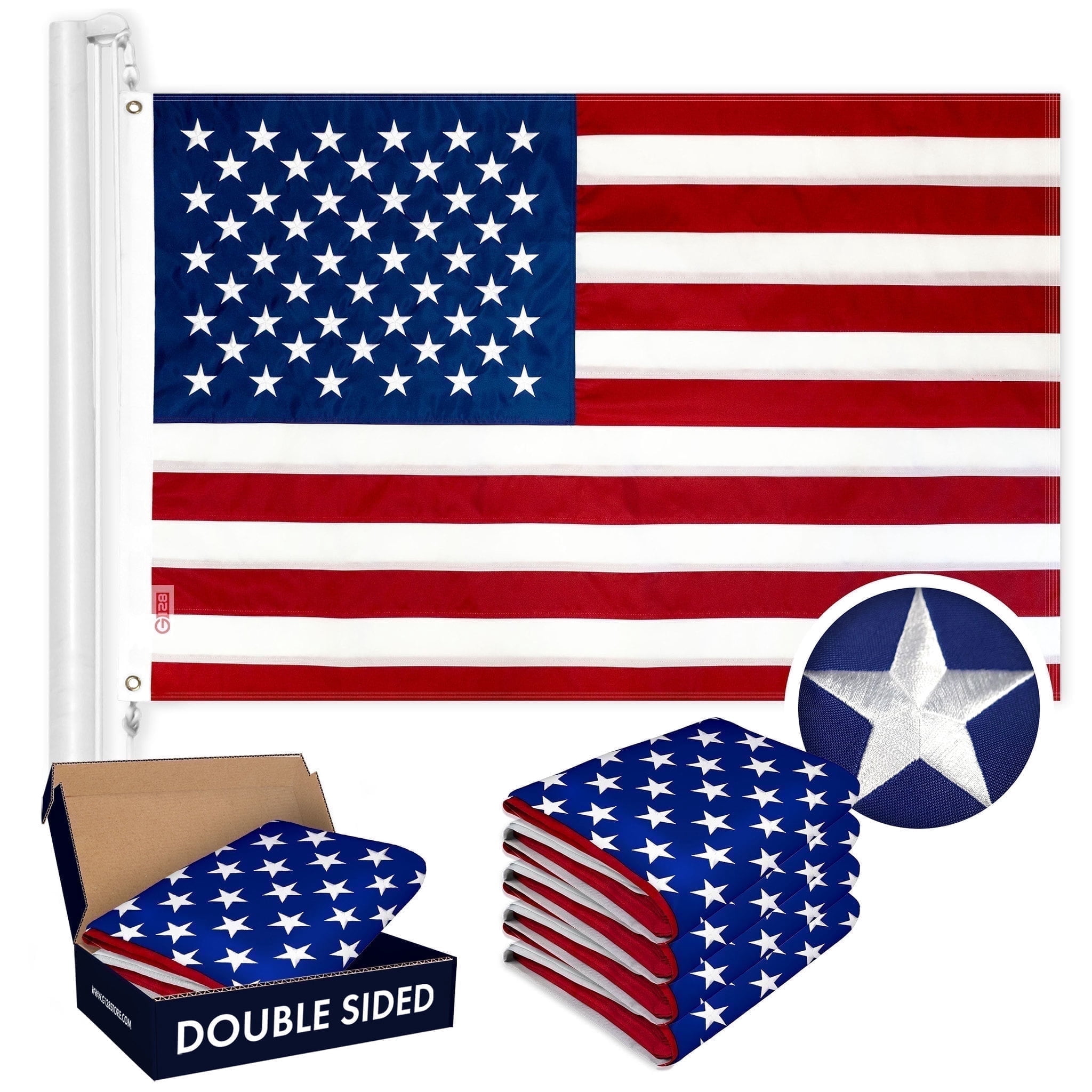 G128- Heavy Duty Double-Sided 3x5 ft Embroidered American US Flag