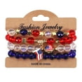 thumbnail image 1 of USA American Flag 4PCS Bracelet Set For Women Mens Red Blue White Beads Stretch Bracelet Set Patriotic 4th Of July Independence Day Gift, 1 of 3