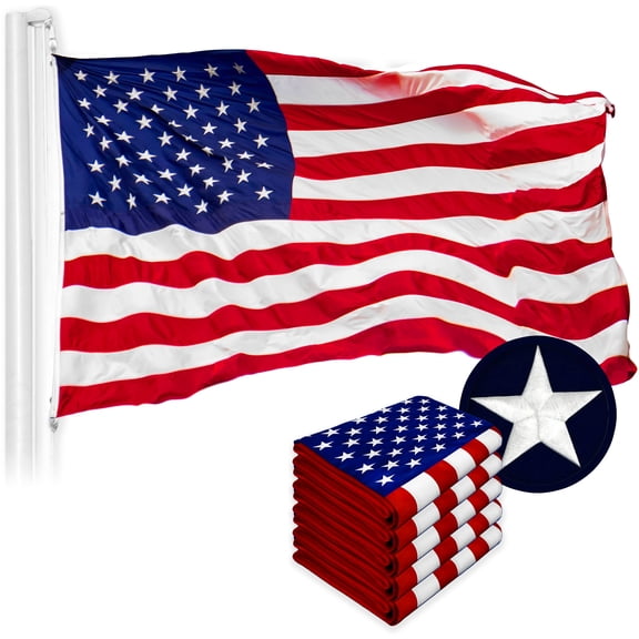 USA American Flag 6x10FT 5-Pack Embroidered Nylon By G128
