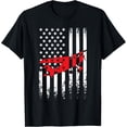 thumbnail image 1 of USA American Flag Airplane Pilot Aviator Planes 4th of July T-ShirtMen and women, Black T-shirt, size: Extra large, 1 of 4