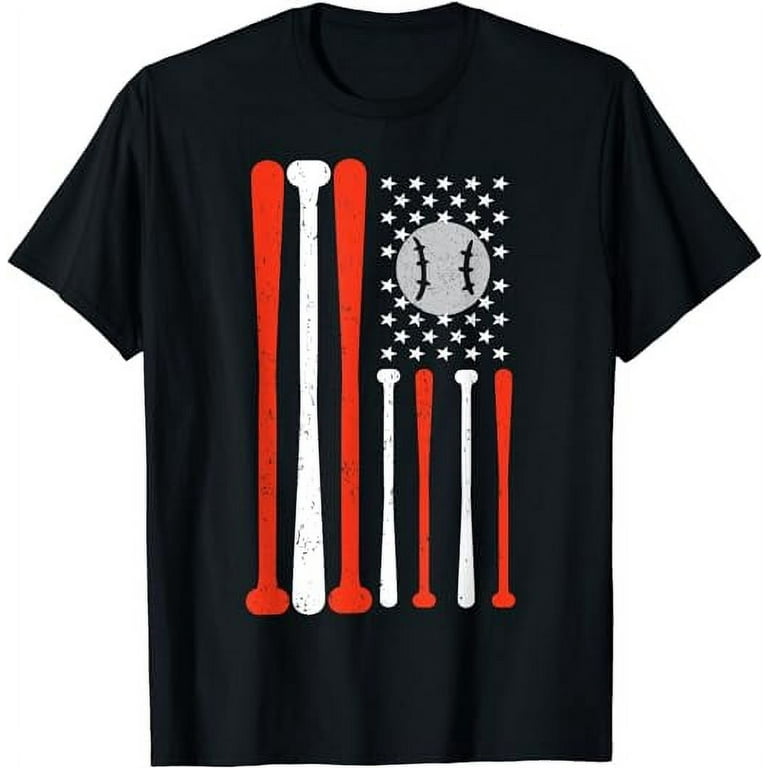 USA American Flag Baseball Player Vintage Desing T Shirt Walmart