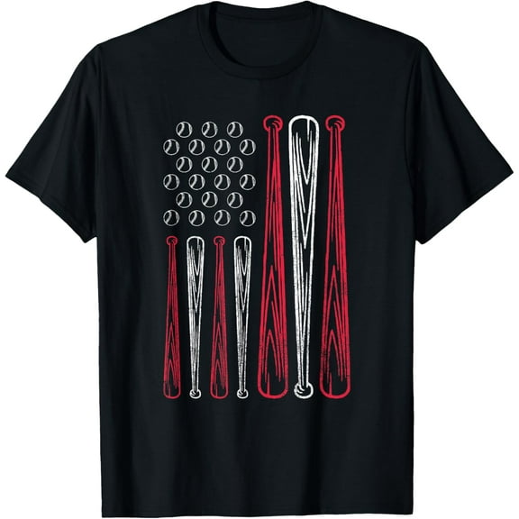USA American Flag Baseball Red White Blue 4th of July Top Funny Creative Graphic Women T-Shirt