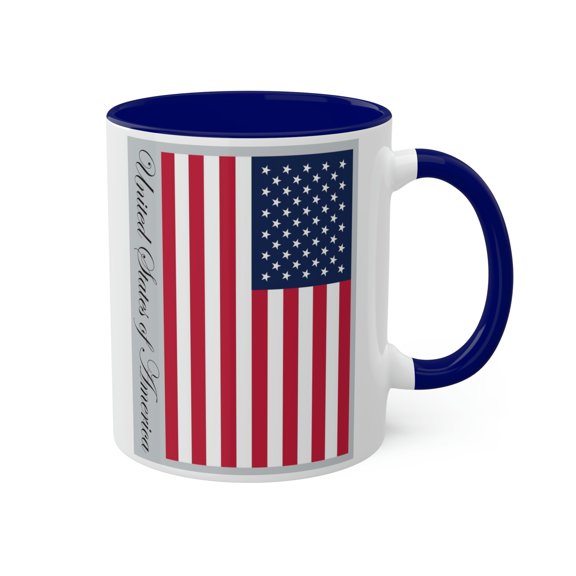 USA American Flag Colorfill Blue or Red Mug, 11oz