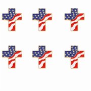 USA American Flag Cross Symbol Lapel Hat Pin -USA Flag Cross Badge Pin Patriotic Enamel for Women Men, Costume Accessories for Sweater Dress Scarf6pcs - L