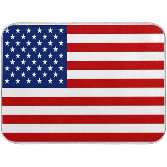 USA American Flag Dish Drying Mat for Kitchen Ccounter Absorbent Microfiber Small Drying Pad Dish mats for Kitchen Countertops 16 x 18 Inch