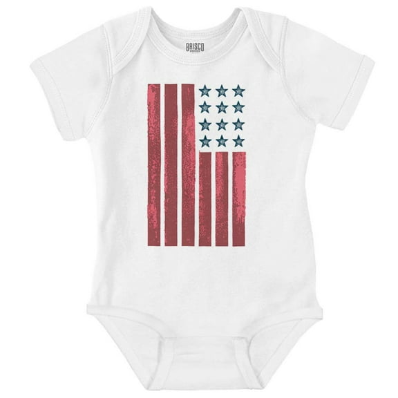 USA American Flag Distressed Stencil Romper Boys or Girls Infant Baby Brisco Brands 12M