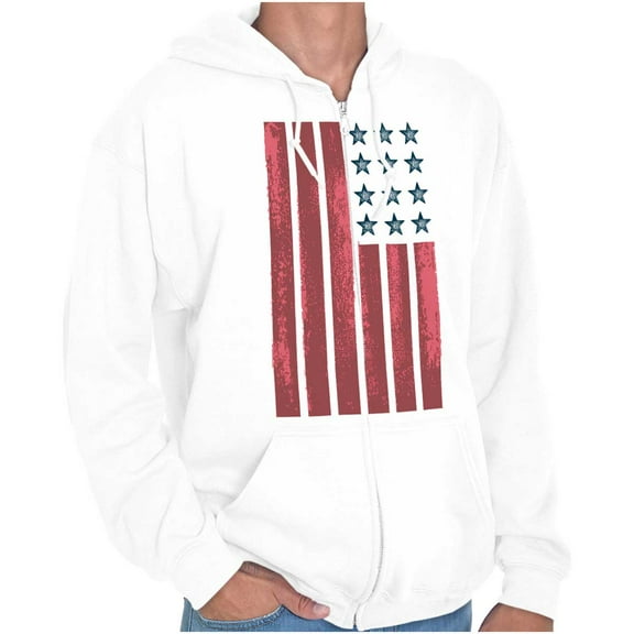 USA American Flag Distressed Stencil Unisex Fleece Graphic Zip Up Hoodie Brisco Brands 4X